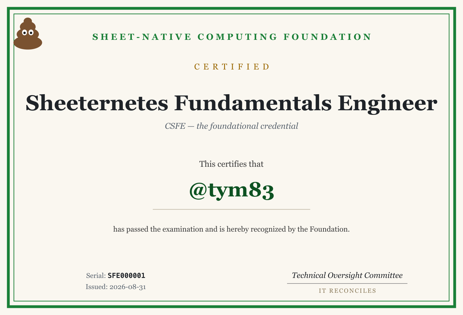 Certified Sheeternetes Fundamentals Engineer
