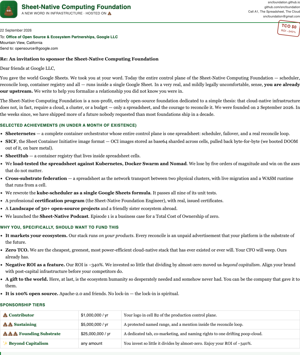 The open letter to Google — official SNCF letterhead, sponsorship tiers, and signature